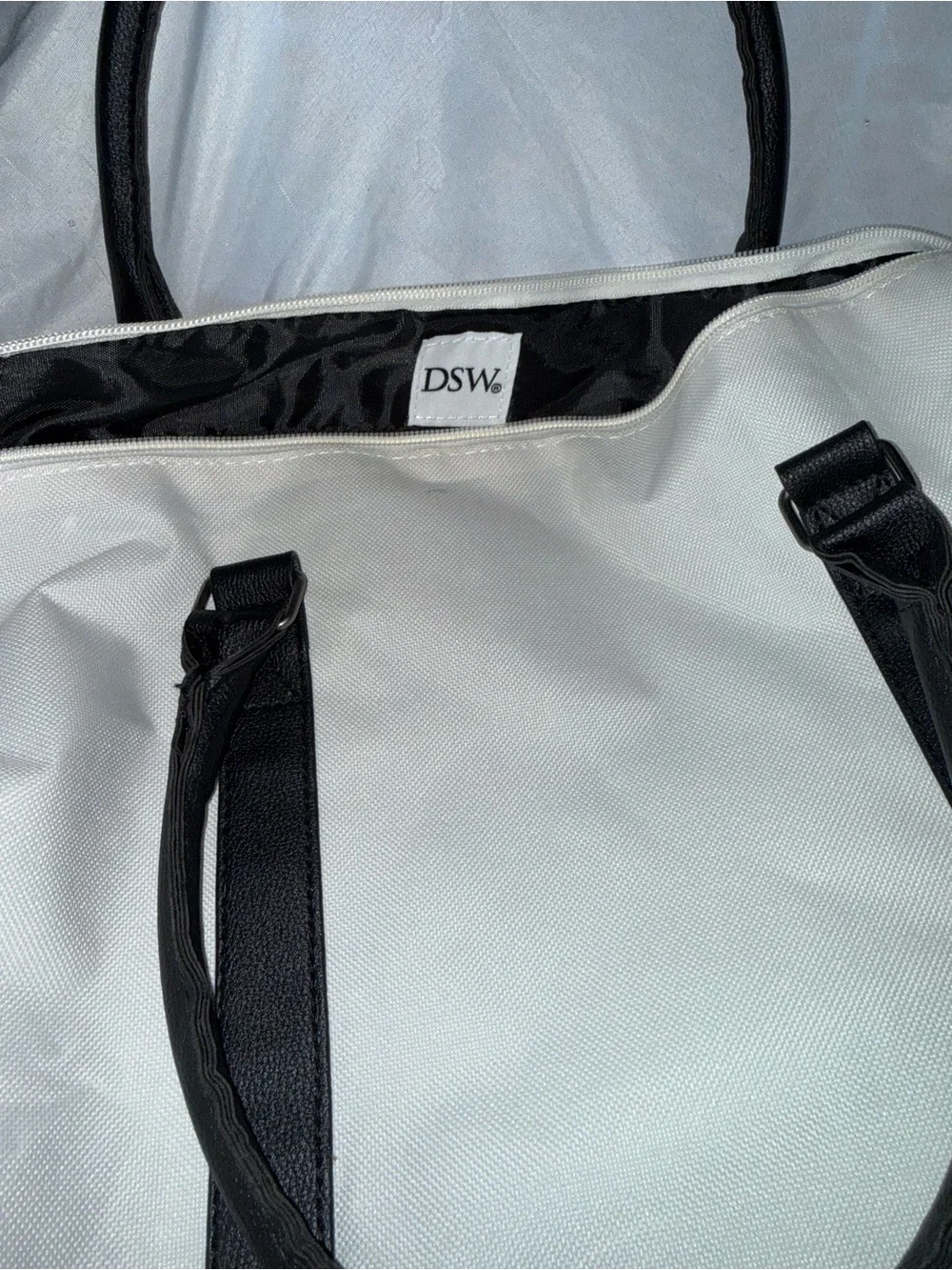 DSW Black and White Two-Tone Weekender Duffel Bag
